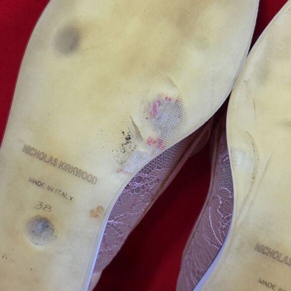 NICHOLAS KIRKWOOD Floral Lace Loafers Beige Womens‎ Size 38 US 7.5 - Picture 8 of 9